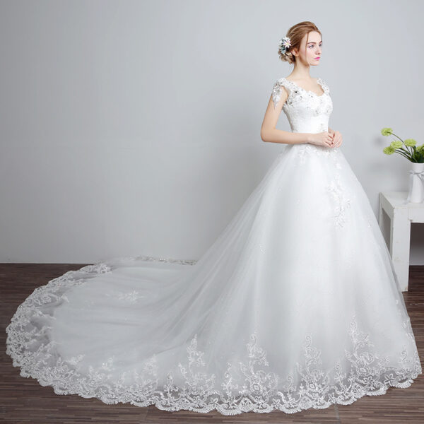 Bride wedding wedding Korean fashion Princess trailing wedding dress new lace strap wedding dress - Image 6