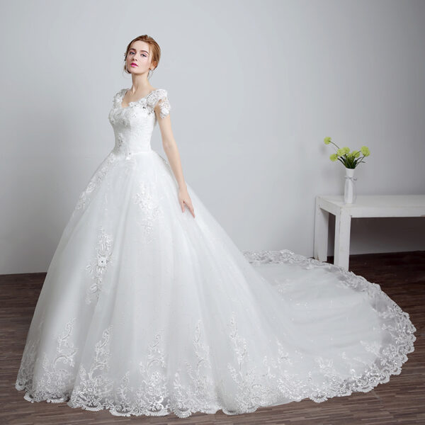 Bride wedding wedding Korean fashion Princess trailing wedding dress new lace strap wedding dress - Image 5