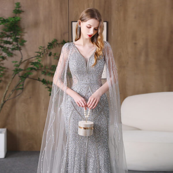 Evening Dress Banquet Slimming Fishtail Host Evening Dress - Image 3