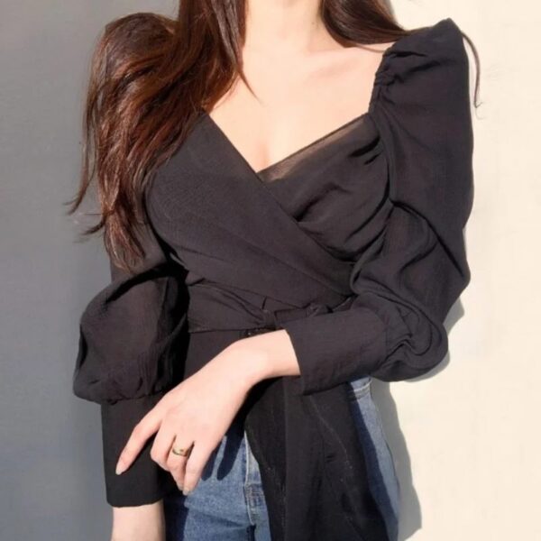 Fashion Elegant Chiffon Blouse Top For Women - Image 2