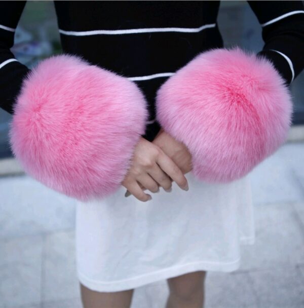 Warm sleeves fur fur cuff gloves windproof cuffs bracelets imitation rabbit fur imitation fox fur wristbands hand ring - Image 8