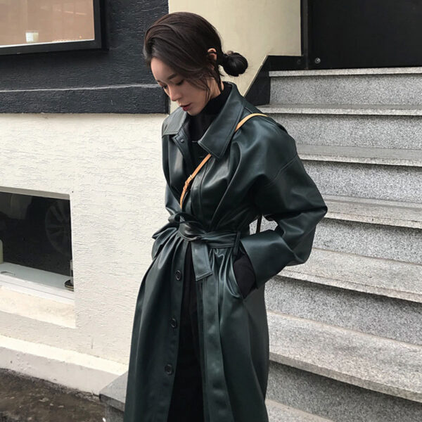PU leather windbreaker motorcycle jacket coat - Image 7