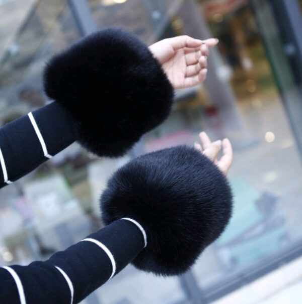Warm sleeves fur fur cuff gloves windproof cuffs bracelets imitation rabbit fur imitation fox fur wristbands hand ring - Image 3