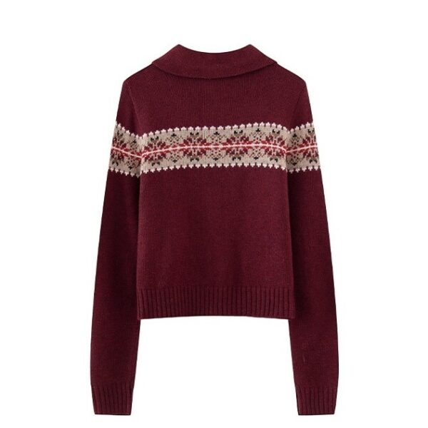 Knitted Sweater Coat Polo Collar - Image 4