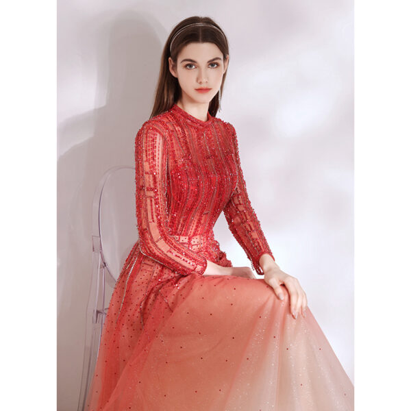 Women's Red High End Style Banquet Evening Dress - Image 4