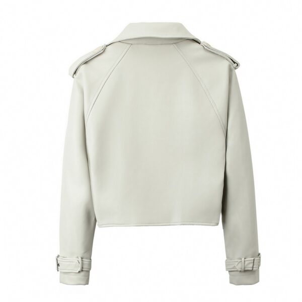 Women's Solid Color Casual Loose Fit Leather Jacket - Image 3