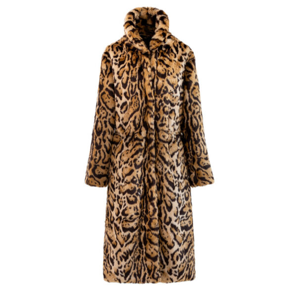 Plus Size Leopard Fur Coat Long Faux Mink Fleece - Image 2