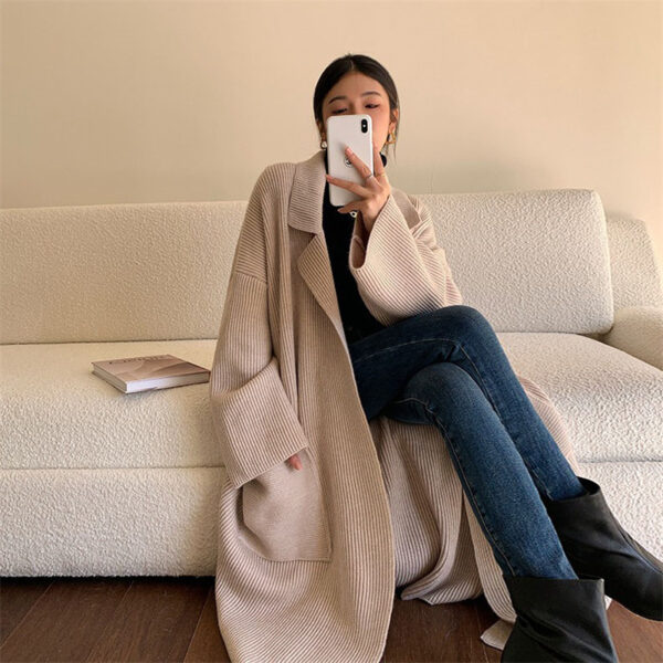 Long Thickened Sweater Women's Coat Loose Knitted Cardigan - Image 5