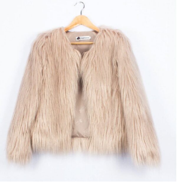 Ladies Fur Long Sleeve Fleece Coat - Image 2