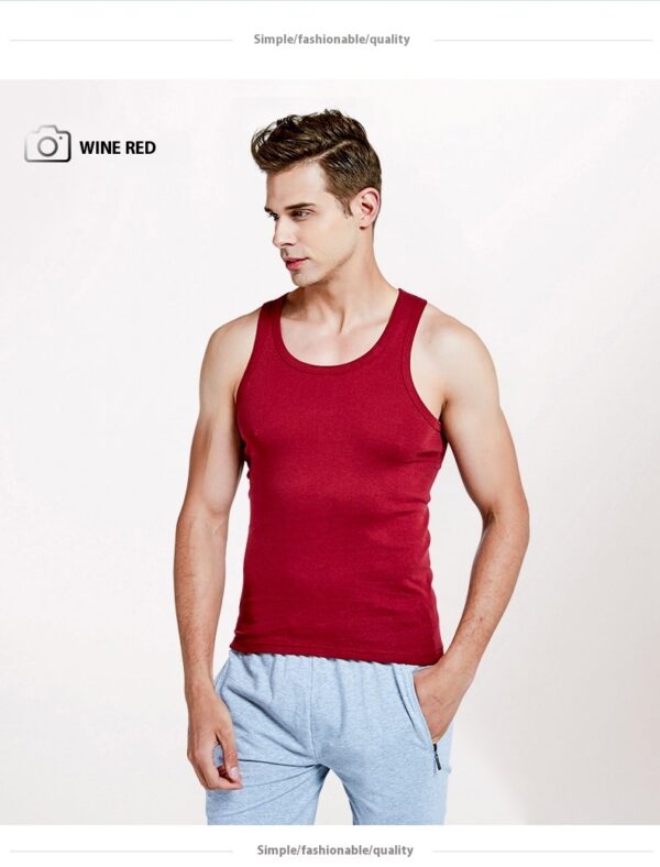 Men's Vest Cotton Slim Fit Sports Bottoming Shirt Breathable Stretch Underwear - Image 5