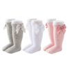 3 Pair Baby Knee High Socks Bows Breathable Soft Cute Seamless Over Calf Socks for Infant Newborn S 1 Year Old 3.54 ~ 4.33in
