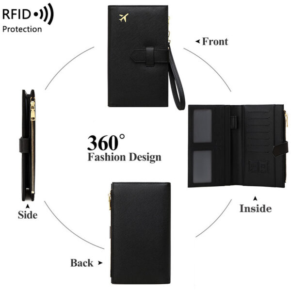 RFID Anti-magnetic Passport Holder Multifunctional Long Ladies Wallet - Image 8
