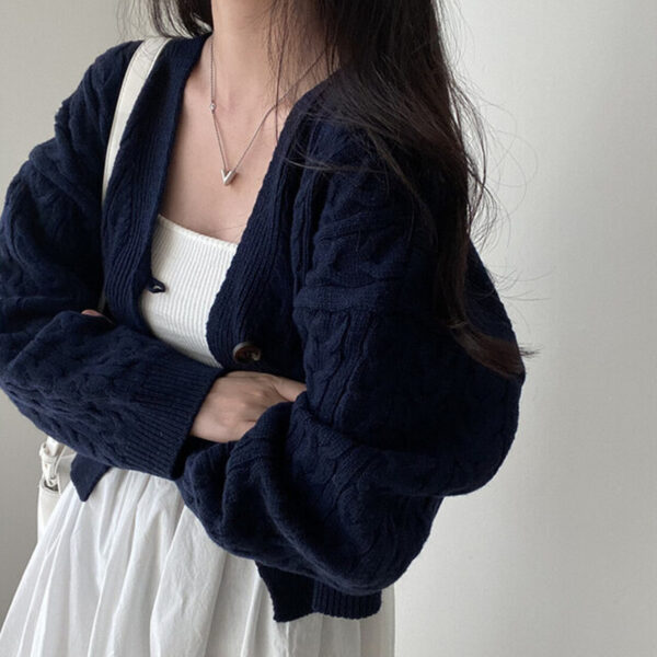 Women's Short Knitted Cardigan Sweater Coat - Image 4