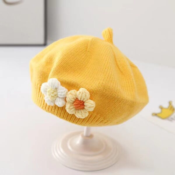 Baby Girl Hat Baby Wool Knitted Beret - Image 2