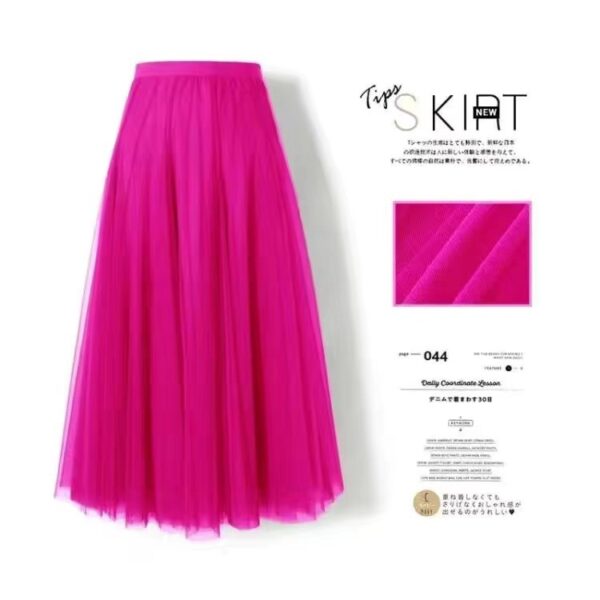 Pleated Mesh Skirt Women's Mid-length Large Swing Dress - Image 10