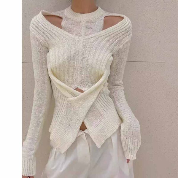 Women's Slim Collar Knitted Sweater - Image 10