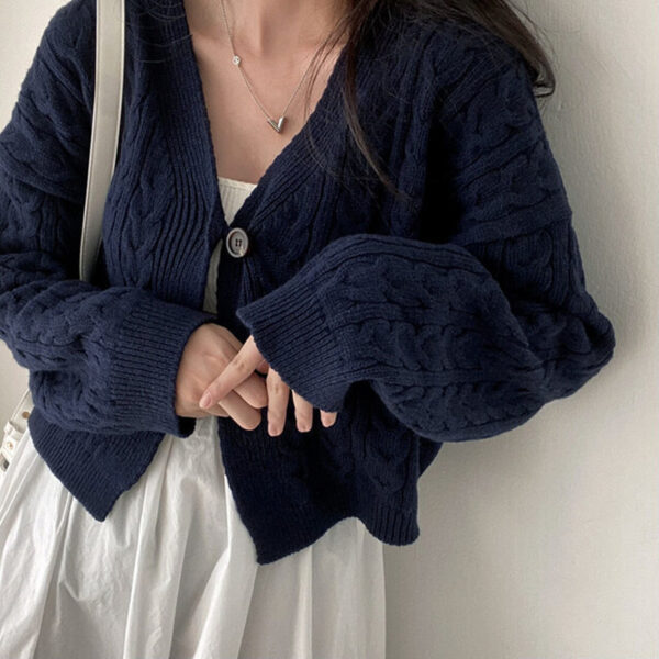 Women's Short Knitted Cardigan Sweater Coat - Image 3