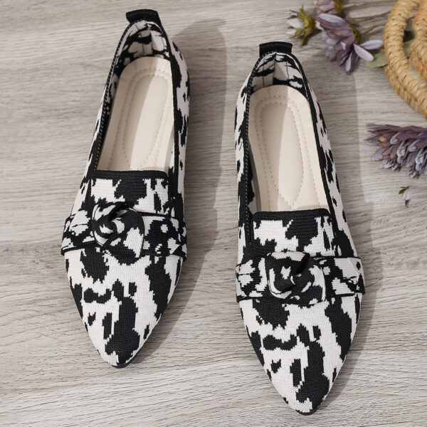 Plus Size Flyknit Flat Low-cut Shoes Female Pointed-toe Bowknot Boat Shoes - Image 4