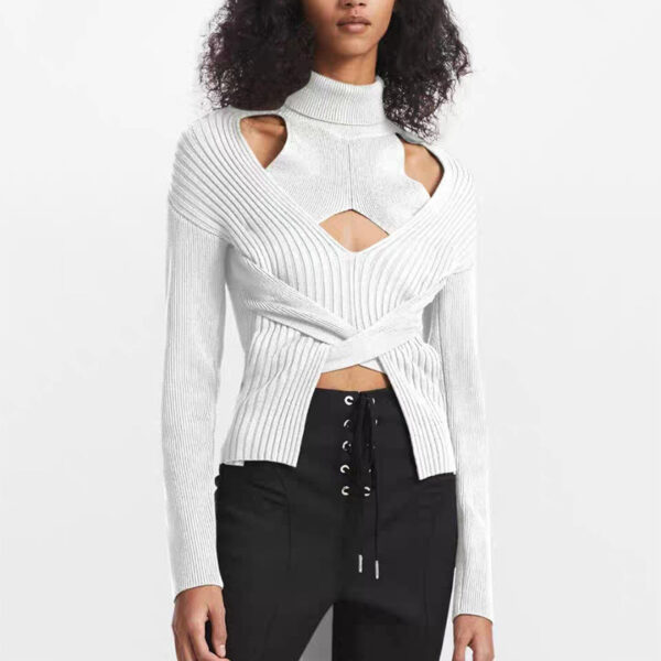 Women's Slim Collar Knitted Sweater - Image 4