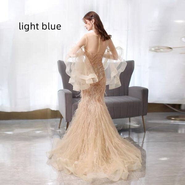 Golden Mermaid Evening Dress Ladies Banquet - Image 3