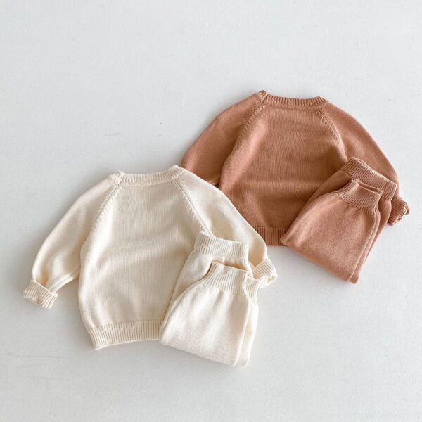 Pullover Raglan Long Sleeve Top And Trousers Autumn And Winter Knitting Suit - Image 6