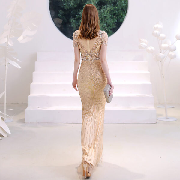 Women's High End Champagne Gold Evening Dress - Image 5
