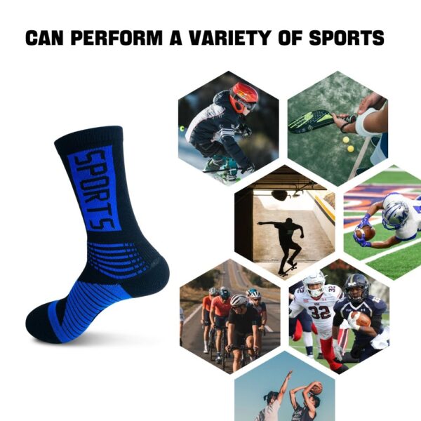 Six Pairs Of Men's And Women's Mid-calf Sports Socks, With Terry Cloth Soles For Cushioning, Suitable For Running, Golf And Other Sports. - Image 8