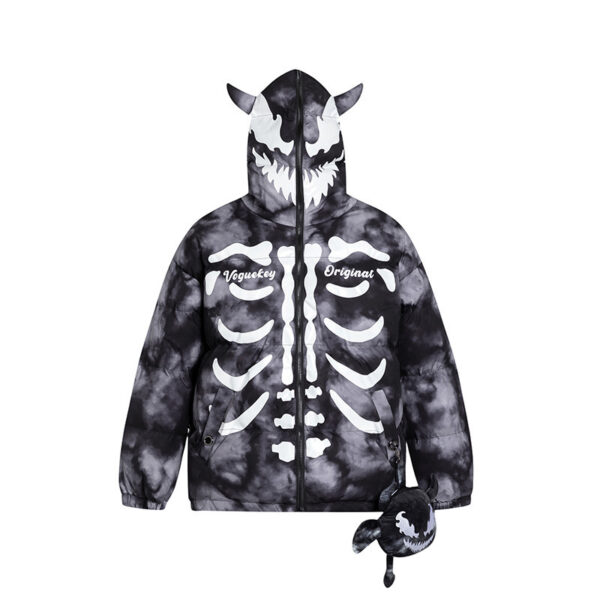 Bone Three-dimensional Angle Cotton-padded Jacket For Men And Women With Small Bag Punk Rock Winter Thick Coat - Image 7