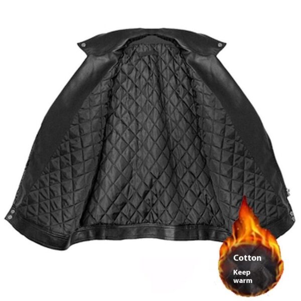Casual Loose Small Plus Size Black Leather Coat - Image 2