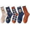 Vintage Small Flower Wool Socks Fleece Lined Padded Warm Keeping Tube Socks - Image 8