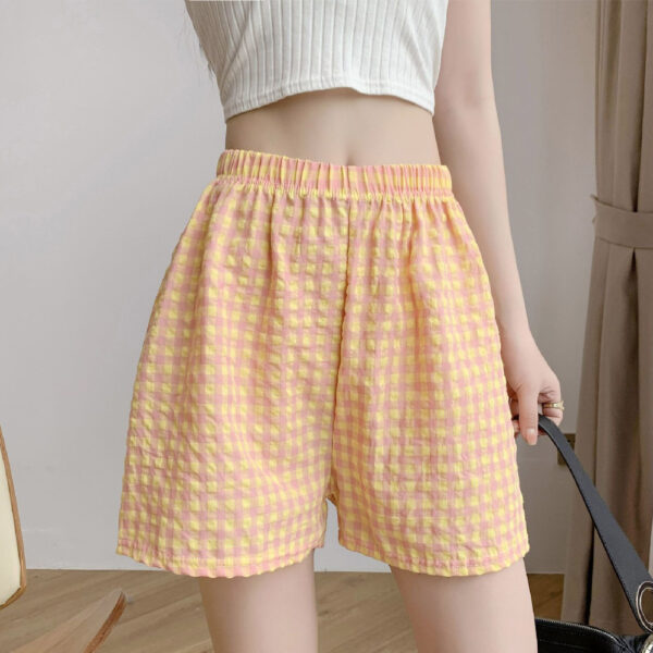 Women's Thin Cotton Silk Plaid Shorts - Image 2