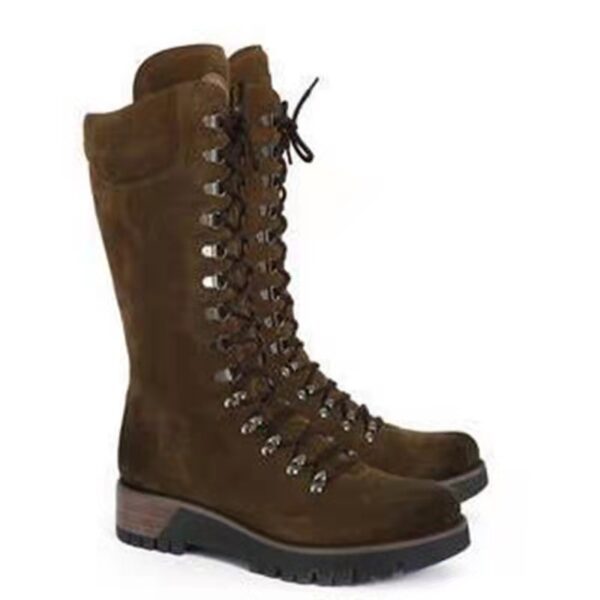 New Autumn And Winter Women's Shoes Plus Size Lace Up Mid Boots - Image 4