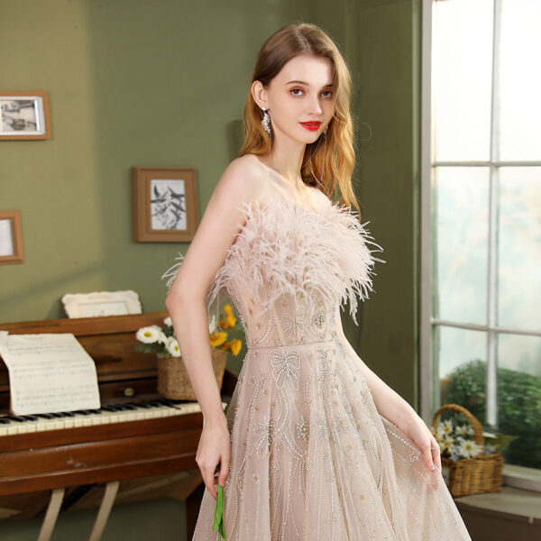 Performance Host Banquet Feather Evening Dress - Image 2