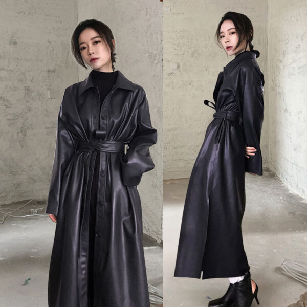 PU leather windbreaker motorcycle jacket coat - Image 3