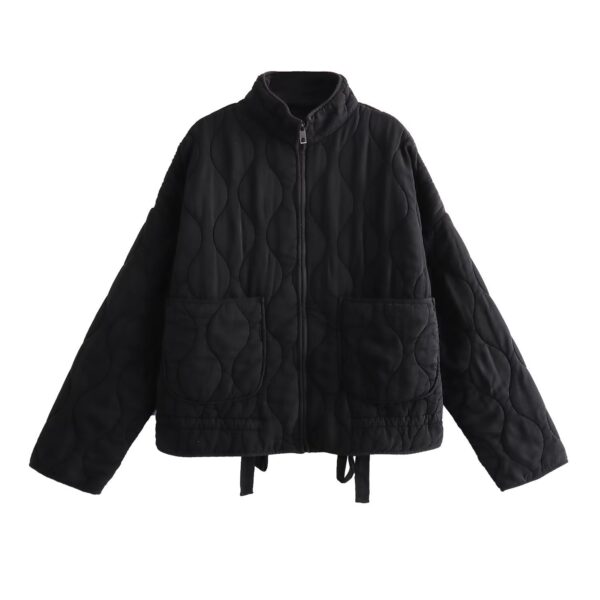 Women's Pocket Decoration Cotton Jacket Coat - Image 6