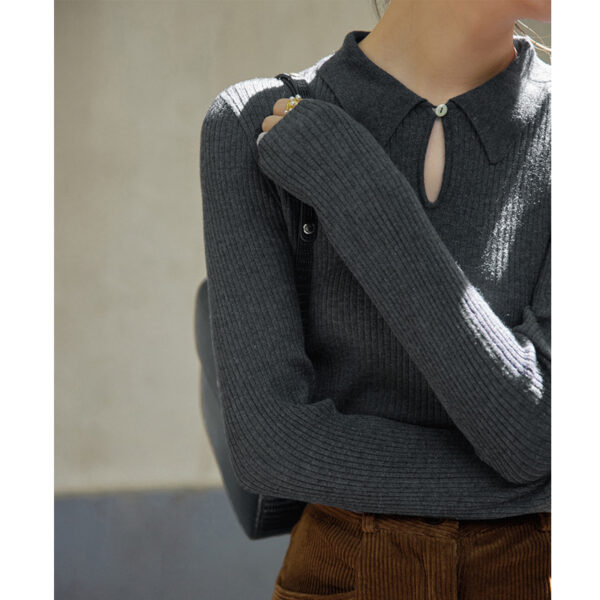 Women's Drop Collar Knitted Bottoming Sweater - Image 2