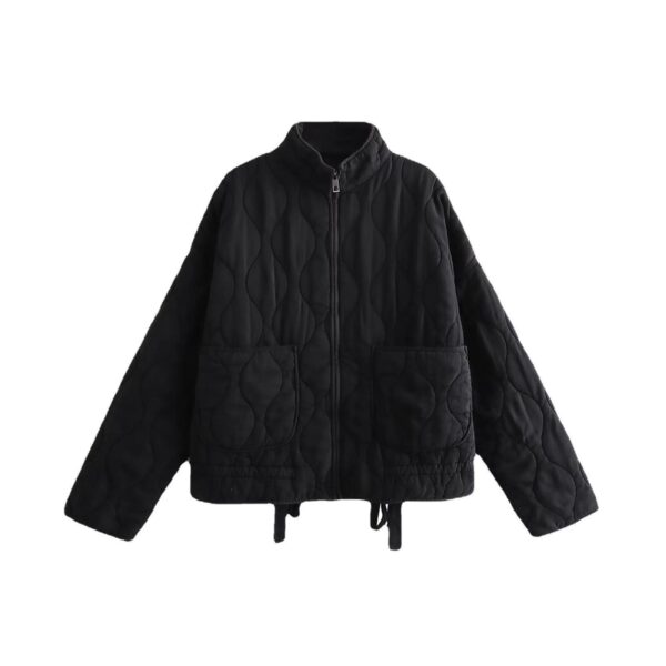 Women's Pocket Decoration Cotton Jacket Coat - Image 4