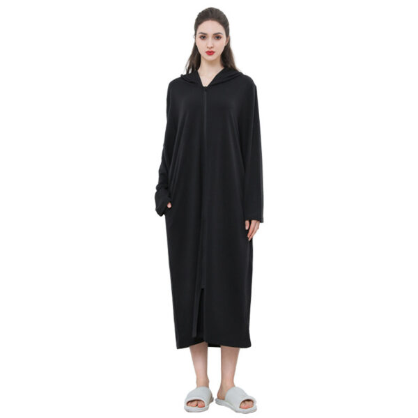 Zipper Bathrobe Couple Hooded Nightgown Thin Pajamas - Image 3