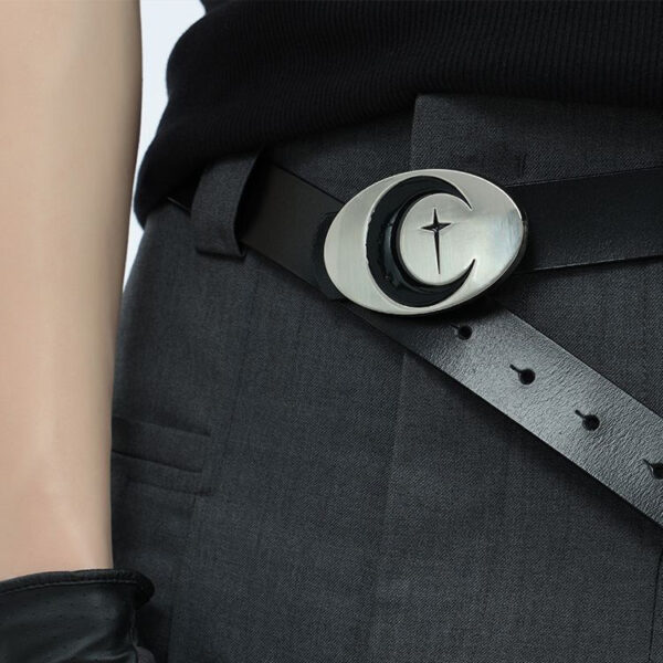 Personalized Distressed Metal Oval Moon Snap Button Decoration Belt - Image 6