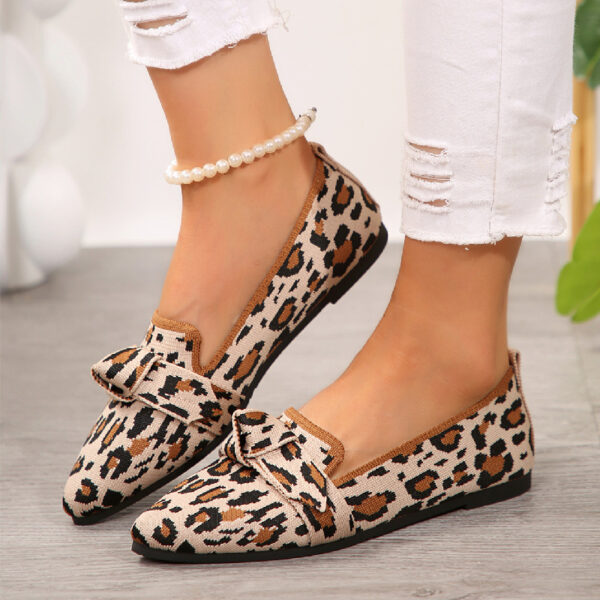 Plus Size Flyknit Flat Low-cut Shoes Female Pointed-toe Bowknot Boat Shoes - Image 7