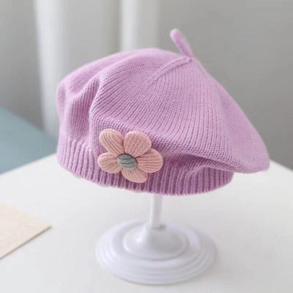 Baby Girl Hat Baby Wool Knitted Beret - Image 5