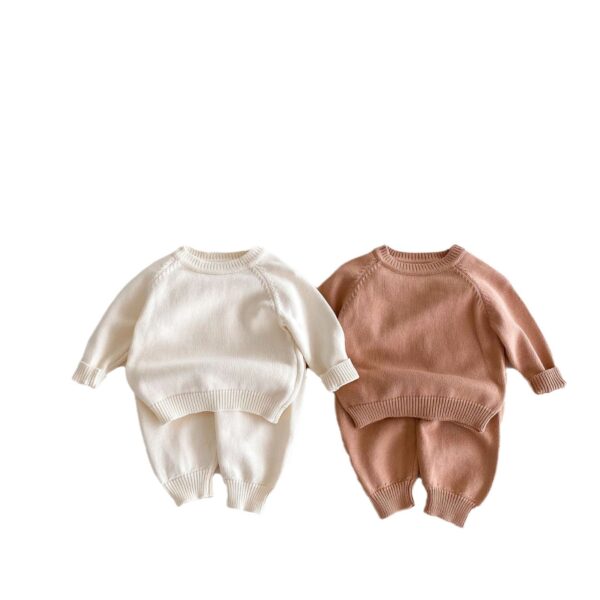 Pullover Raglan Long Sleeve Top And Trousers Autumn And Winter Knitting Suit - Image 8