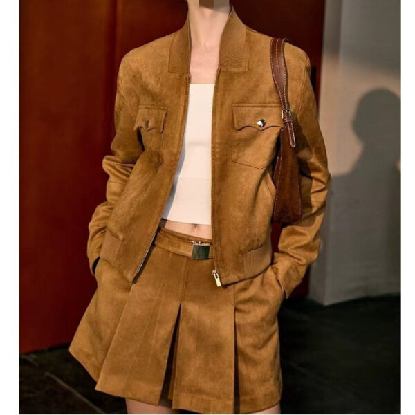 Maillard Style Suede Fabric Jacket Coat - Image 5
