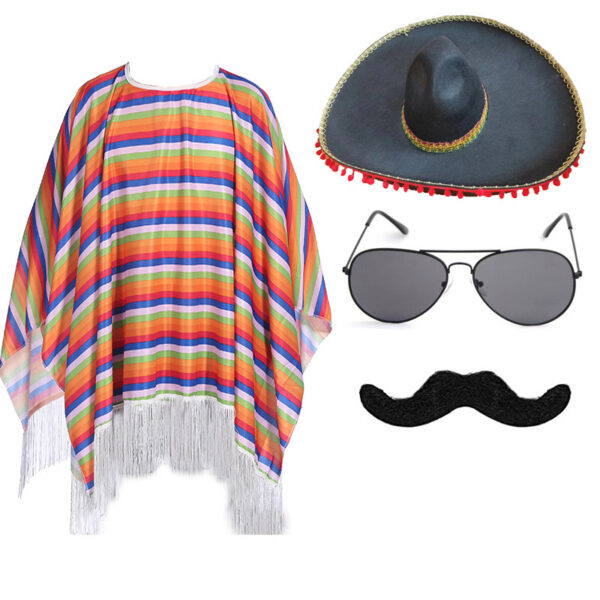 Mexican Cloak Halloween Adult Shawl Children's Cloak Party Beard Hat Party Supplies - Image 7
