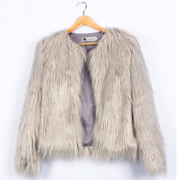 Ladies Fur Long Sleeve Fleece Coat - Image 3