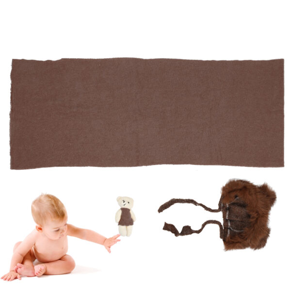 3Pcs Baby Photography Props Hat Blanket Wrap Toy Set Costume Clothes for Newborn InfantCoffee - Image 6