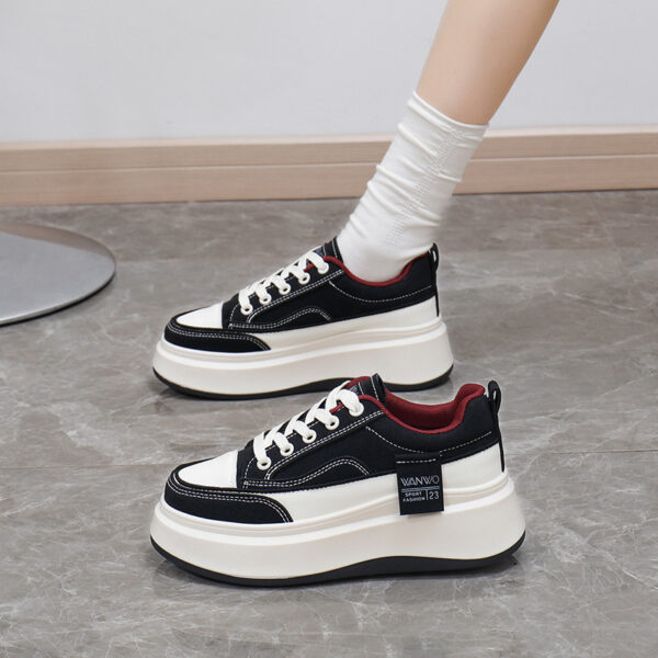 Female Student White Thick Sole Height Increasing Sports Board Shoes - Image 3