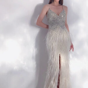 Women's Feather Temperament High End Evening Dress