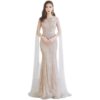 Fishtail Zipper Floating Sleeve Long Host Dress - Image 2
