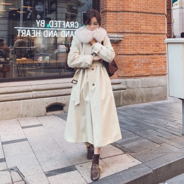 Temperament Lapel Waist Belt Inner Thickening Tooling Padded Jacket Women - Image 2